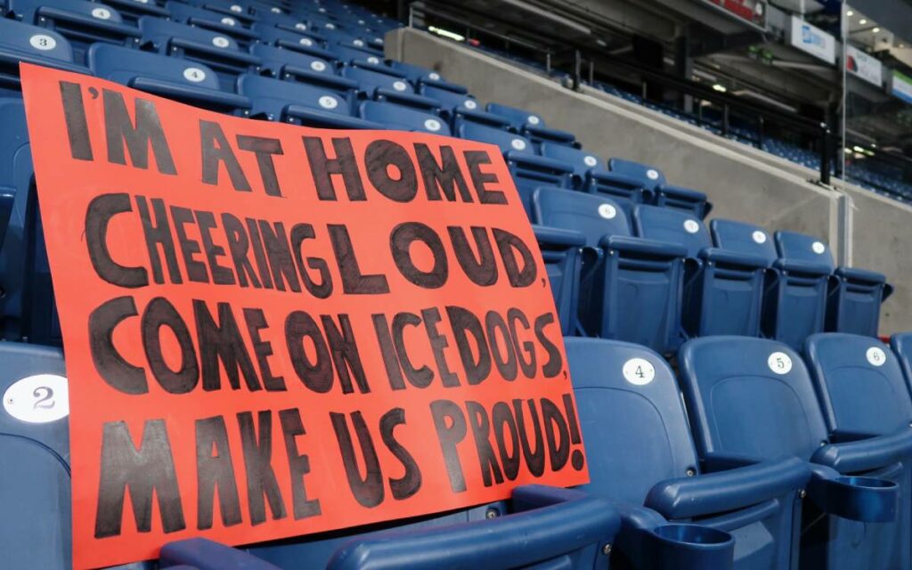 ice dog sign in the stands