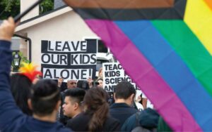 Protest against sexual orientation and gender identity curriculum held at Hamilton public school board office