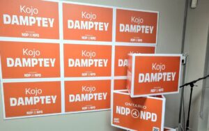 Hamilton Mountain Ontario NDP candidate Kojo Damptey has called for police to be abolished multiple times